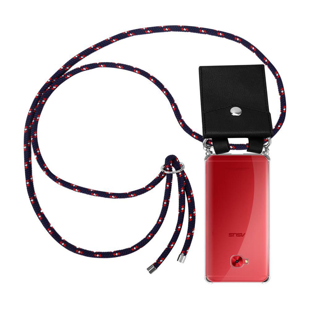 Catena Di Telefoni Cellulari Compatibile Con Asus Zenfone 4 Selfie Pro In Blu Rosso Bianco À Pois - Coperchio Protettivo In Silicone Con Anelli D'argento, Cinturino In Corda E Custodia Staccabile - Foto 1