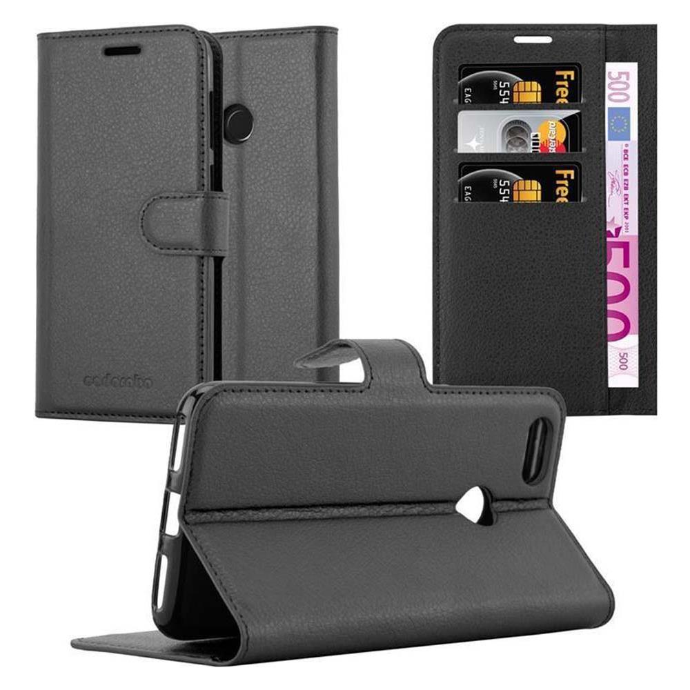 Custodia Compatibile Con Huawei Enjoy 7 In Nero Carbone - Coperchio Protettiva Con Chiusura Magnetica, Funzione Stand E Tasca Per Le Carte - Foto 1