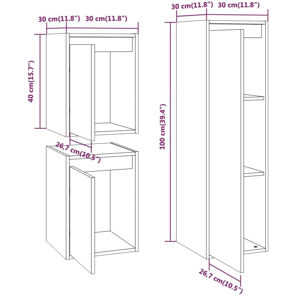 Mobili Porta Tv 3 Pz Bianchi In Legno Massello Di Pino - Foto 8