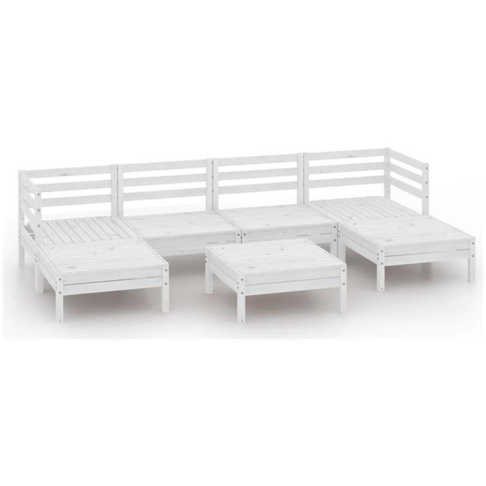Set Divani Da Giardino 7 Pz Bianco In Legno Massello Di Pino - Foto 2