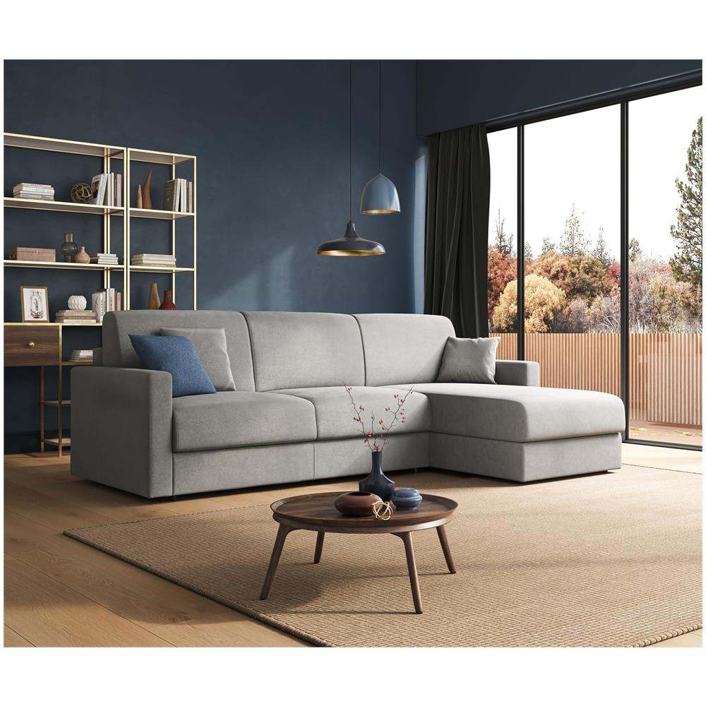 Chris Divano Letto Angolare Con Penisola In Microfibra Smacchiabile T11 Nero 248 Cm Destro (mat. 120x197) - Foto 2