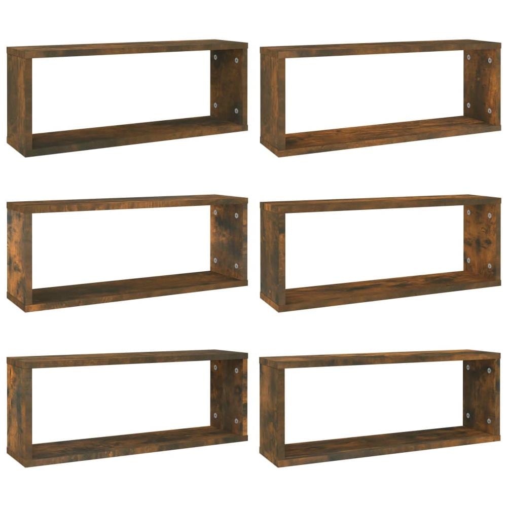 Mensole Cubo Parete 6 Pz Rovere Fumo 60x15x23 Legno Multistrato - Foto 2