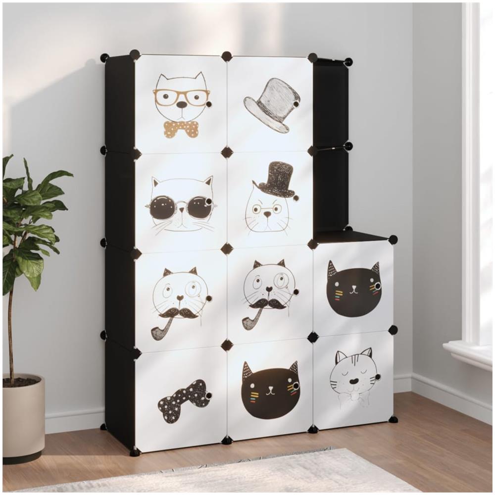 Scaffale Portaoggetti Per Bambini Con 10 Cubi Neri In Pp - Foto 1