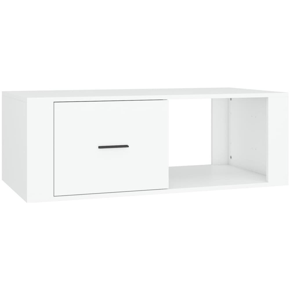 Tavolino Da Salotto Bianco 100x50,5x35 Cm In Legno Multistrato - Foto 2