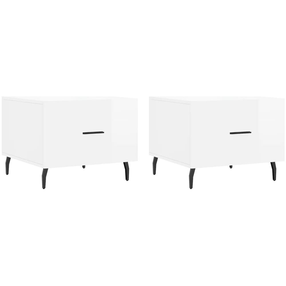 Tavolini Salotto 2pz Bianco Lucido 50x50x40cm Legno Multistrato - Foto 2