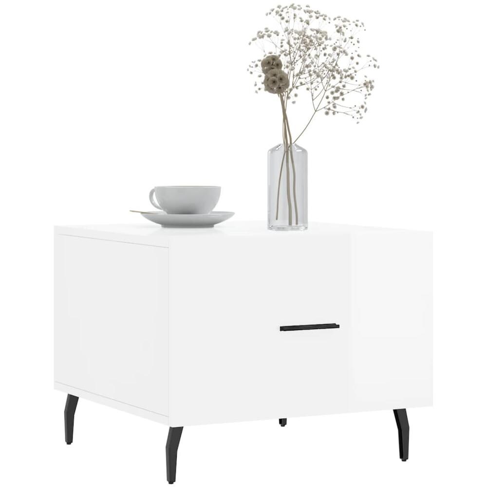 Tavolini Salotto 2pz Bianco Lucido 50x50x40cm Legno Multistrato - Foto 3