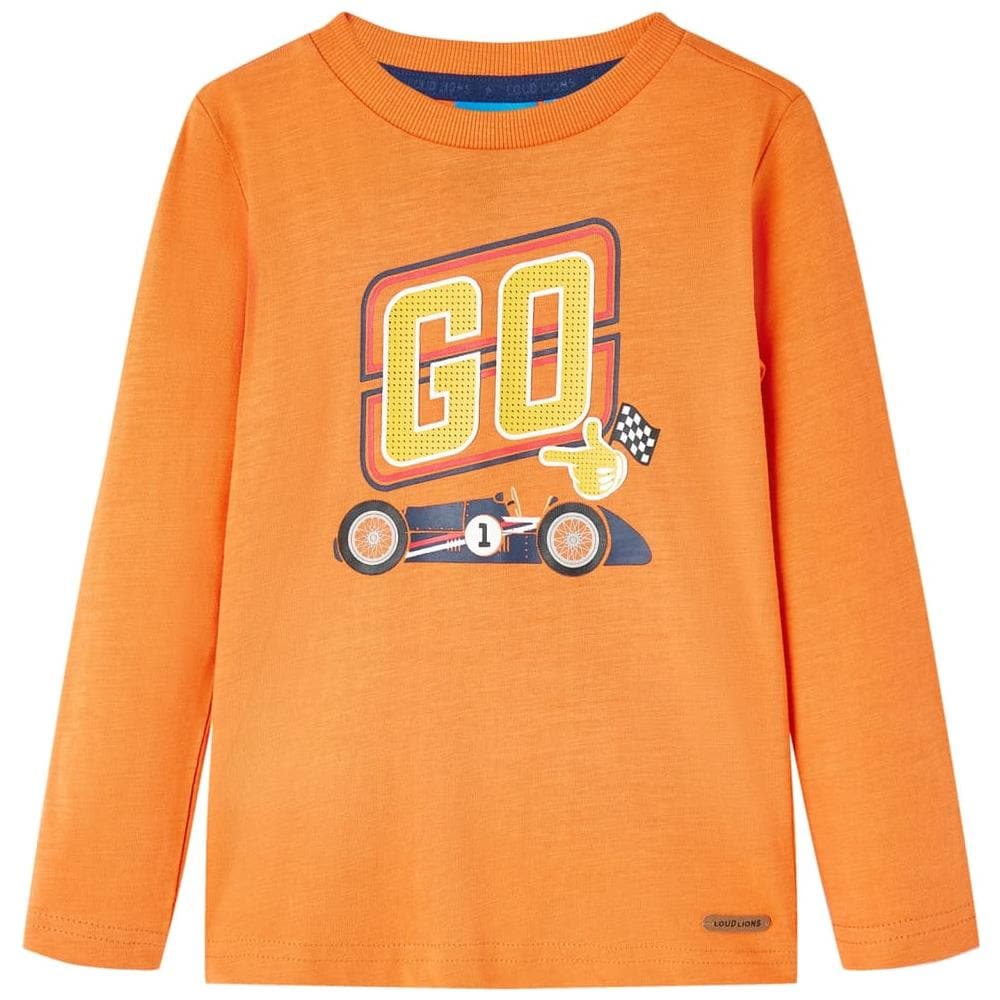 Maglietta Da Bambino Maniche Lunghe Auto Da Corsa Arancione Scuro 128 - Foto 1