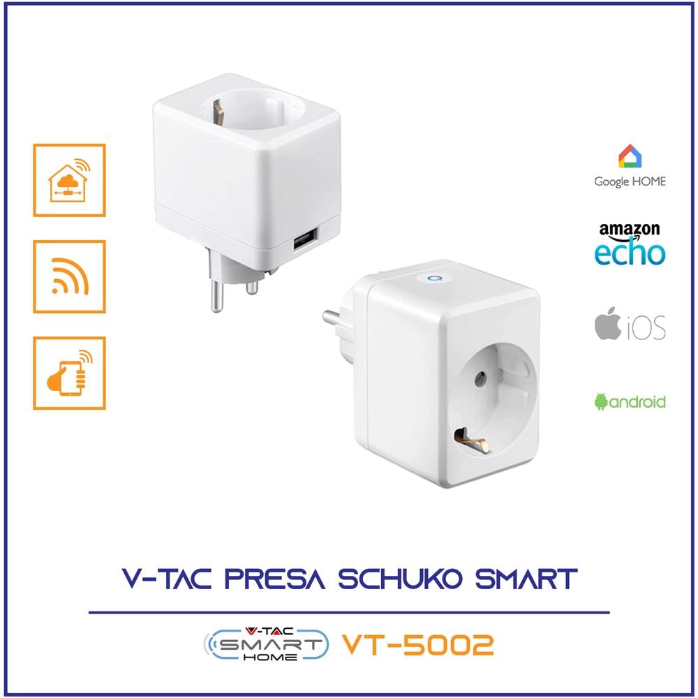 Smart Vt-5002 Presa Wifi Schuko E Usb Controllabile Tramite App Smartphone - Foto 1