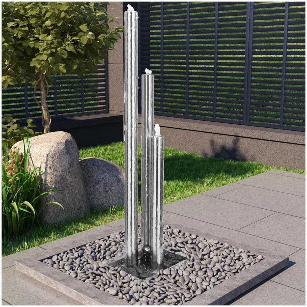 Fontana Da Giardino Argento 48x34x153 Cm In Acciaio Inox - Foto 1