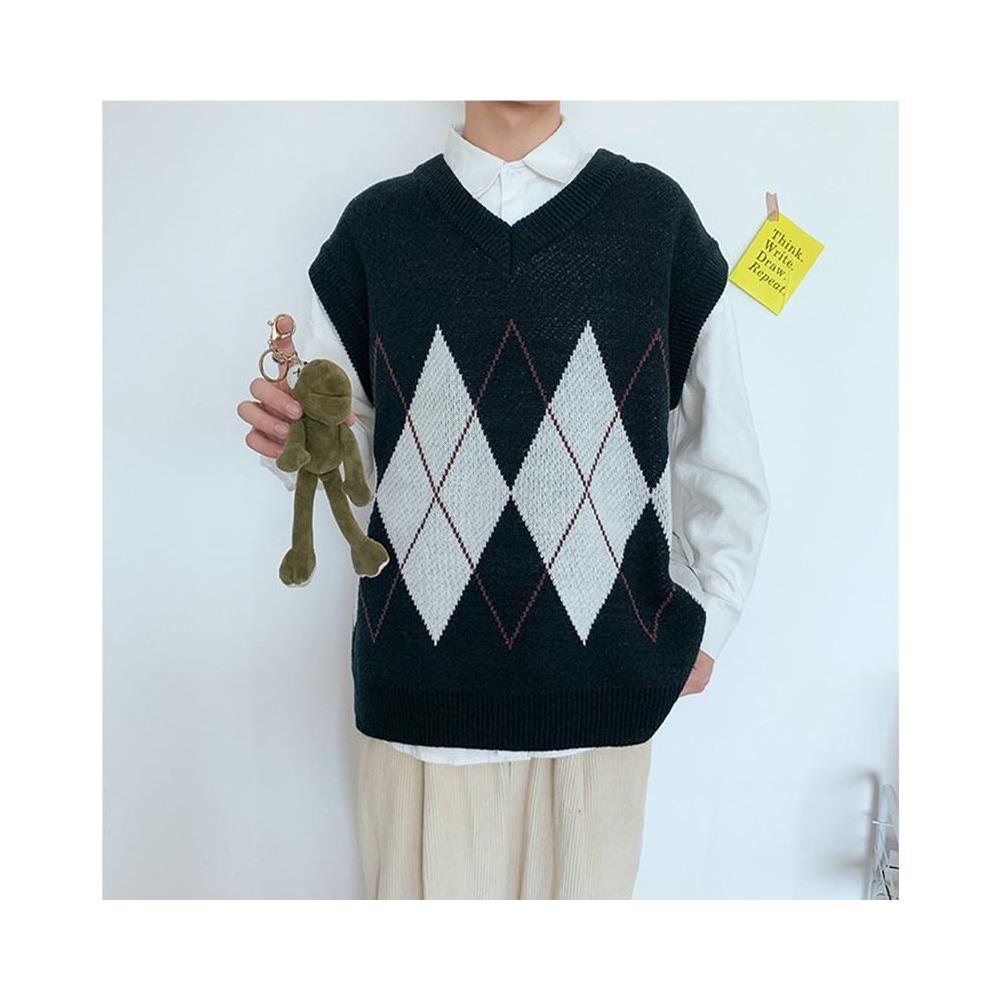 SLOWMOOSE - Maglione Di Cotone Con Scollo A V Da Uomo, Gilet Patchwork  Senza Maniche Spazioso, Vestiti Casual, Maglione Di Lana Lavorato A Maglia  [ grigio / M] - ePRICE