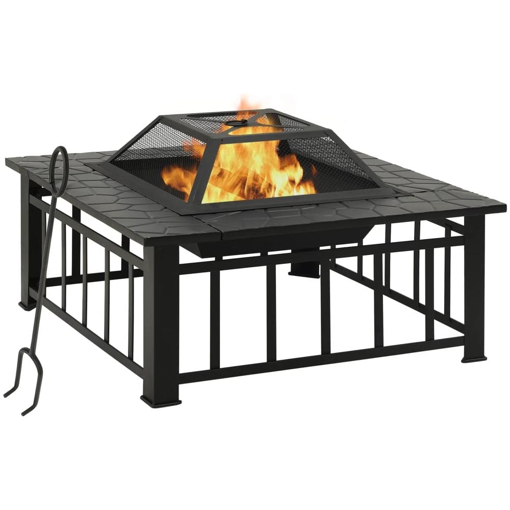 Braciere da Giardino con Attizzatoio 81x81x47 cm XXL in Acciaio - Foto 1