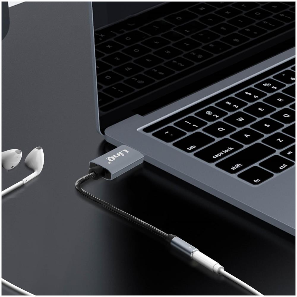 Adattatore Audio Usb A Jack 3.5mm Funzione Audio E Microfono U3530 Linq Grigio - Foto 2
