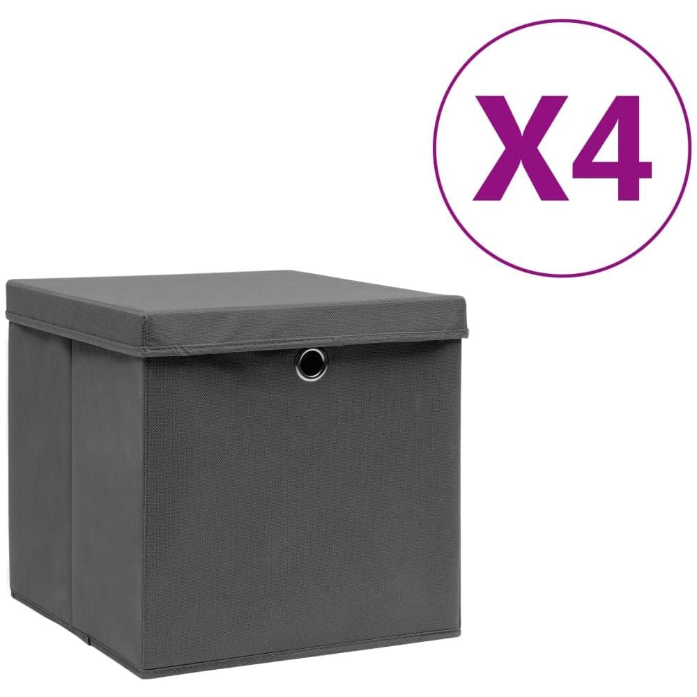 Contenitori con Coperchi 4 pz 28x28x28 cm Grigio - Foto 1