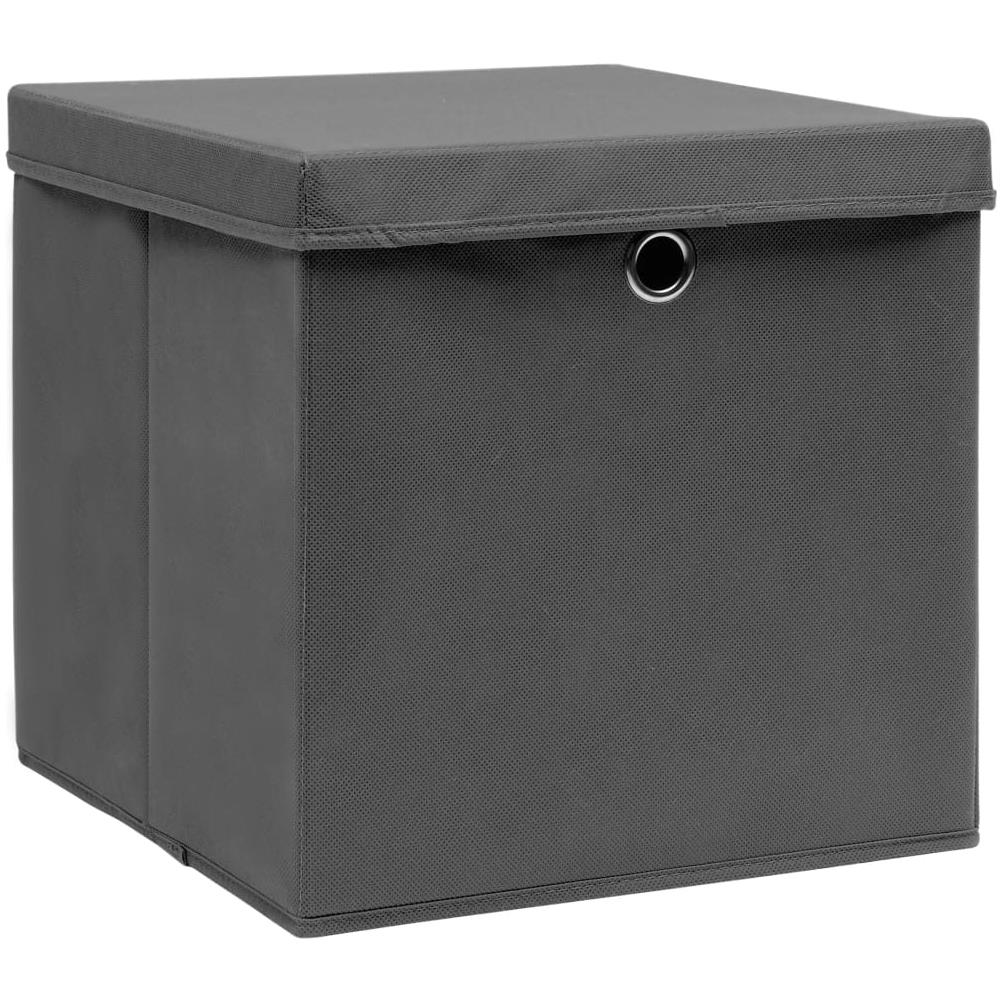Contenitori con Coperchi 4 pz 28x28x28 cm Grigio - Foto 3