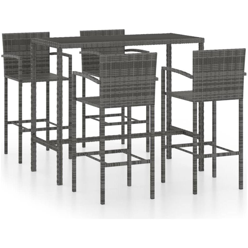 Set da Bar da Giardino 5 pz in Polyrattan Grigio - Foto 1