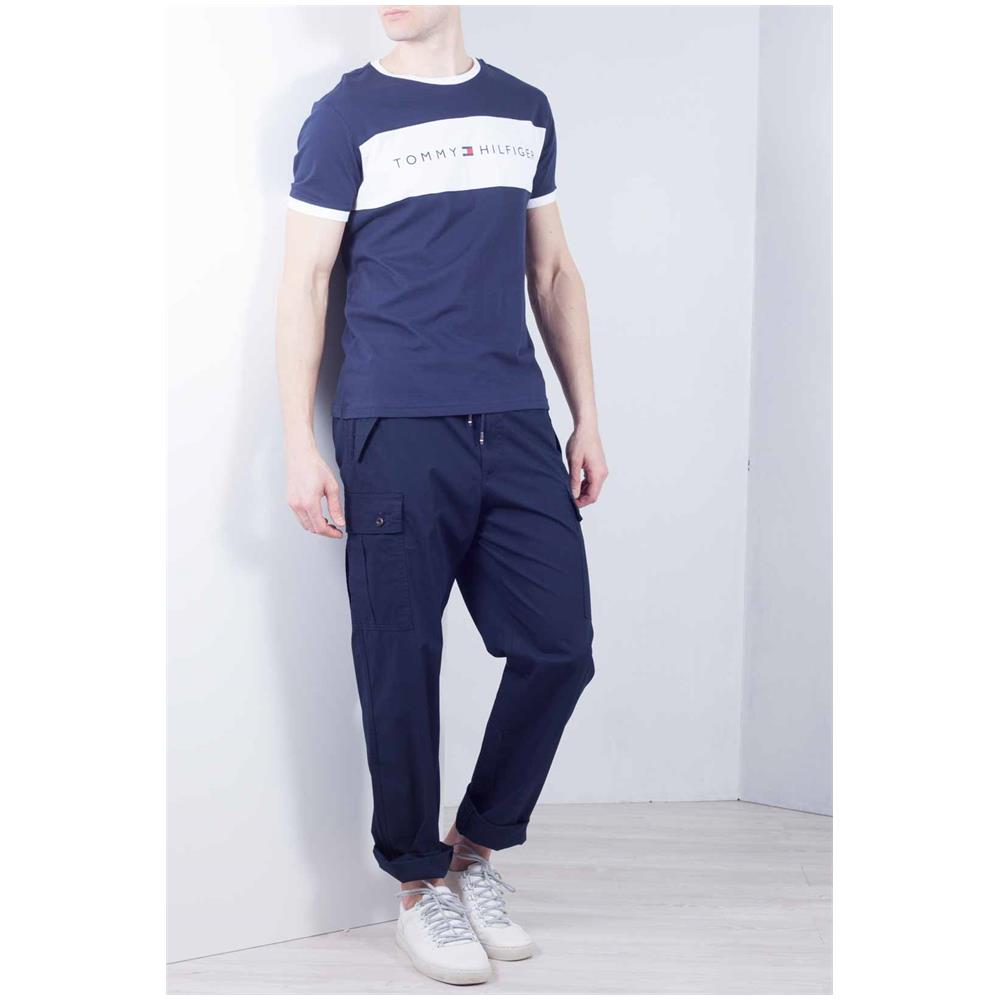 Uomo - T-shirt Signature In Cotone Blu Navy - Foto 1
