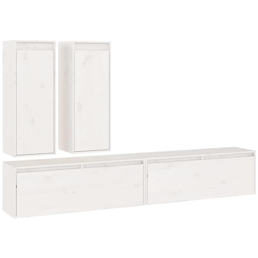 Mobili Tv 4 Pz Bianchi In Legno Massello Di Pino - Foto 1