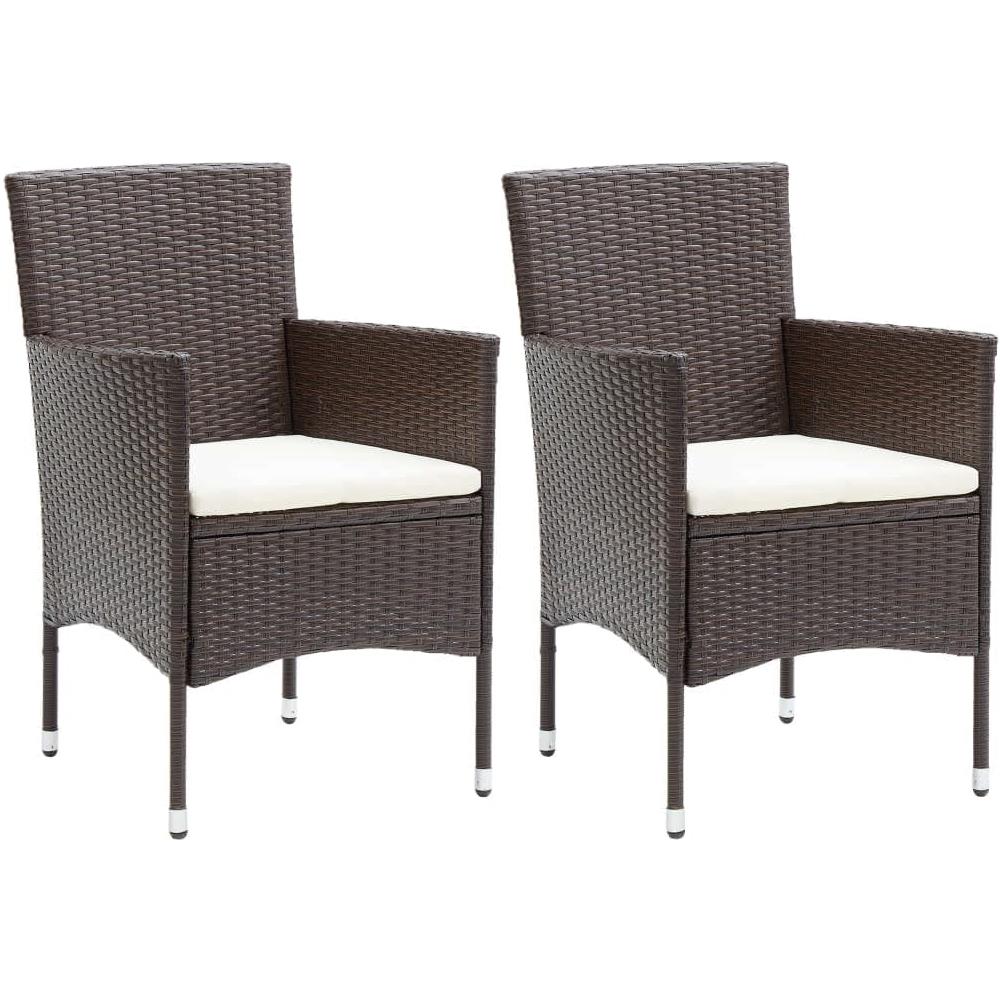 Set Da Pranzo Per Giardino 3 Pz Con Cuscini Polyrattan Marrone - Foto 3