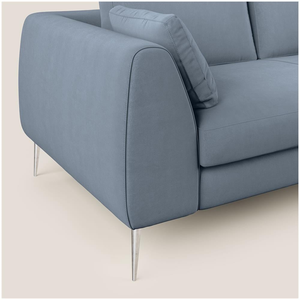 Plano Divano Moderno Angolare Con Penisola In Microfibra Smacchiabile T11 Carta Da Zucchero 292 Cm Destro - Foto 5