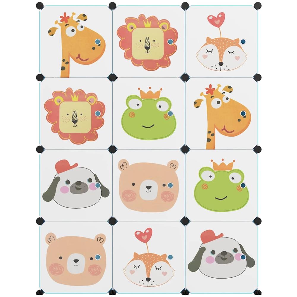 Scaffale Portaoggetti Per Bambini Con 12 Cubi Blu In Pp - Foto 4