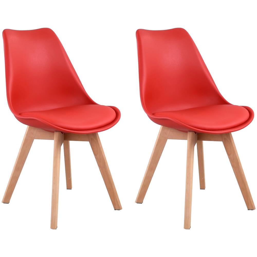 Set Di 2 Sedie Scandinave Nora Rosse Con Cuscino - Foto 1