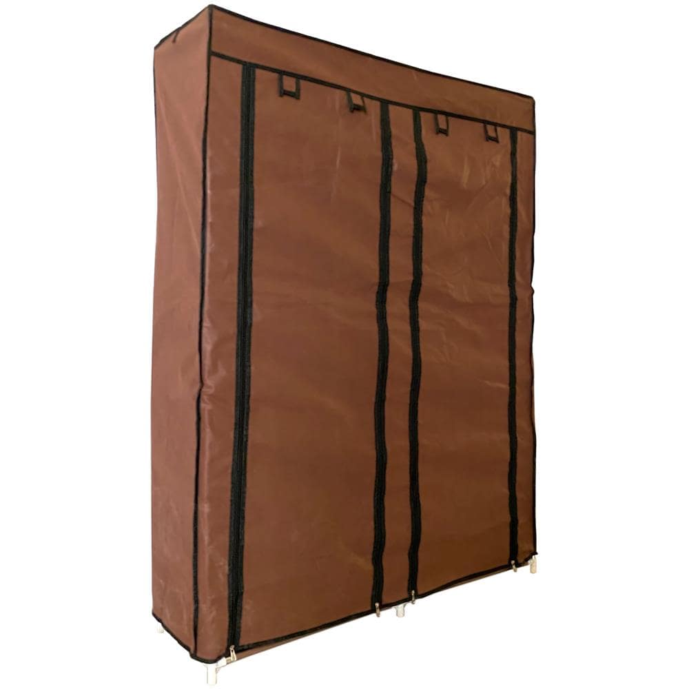 Scarpiera In Tessuto Per Scarpe Con 2 Ante Con Cerniera Home 125x92x28,5 Cm 28 Paia Marrone - Foto 8