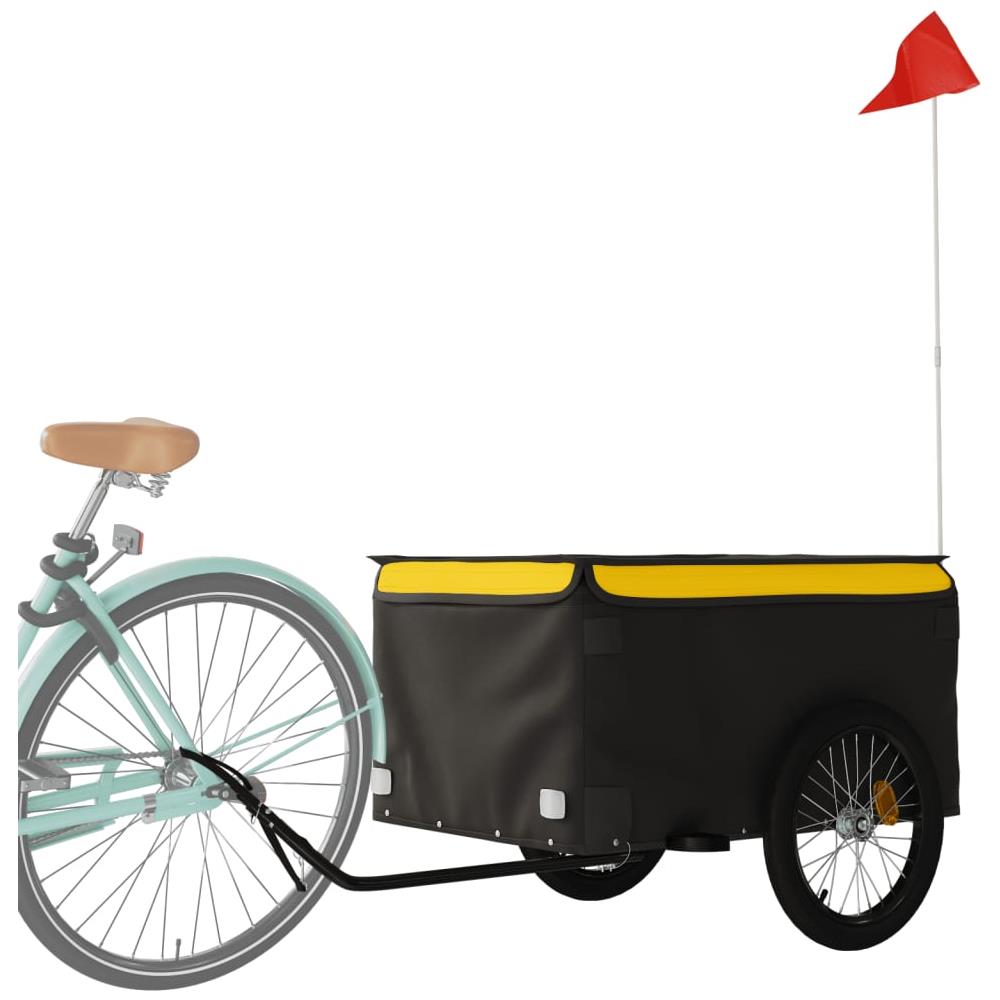 Rimorchio Da Bici Da Carico Nero E Giallo 45 Kg In Ferro - Foto 3