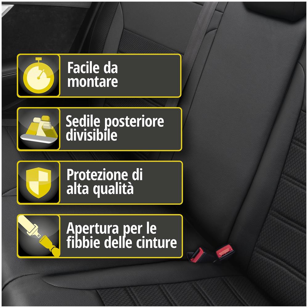 Coprisedili Aversa Per Audi A1 Sportback (8xa, 8xf) 09/2011-10/2018, 1 Coprisedili Posteriore Per Sedili Normali - Foto 2