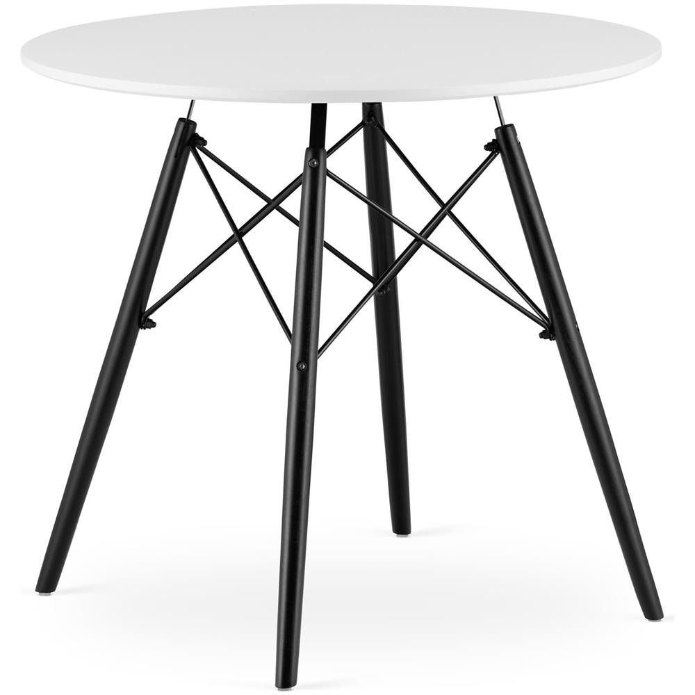 Tavolo rotondo Valora KOVA bianco gambe nere 80 cm - Foto 1