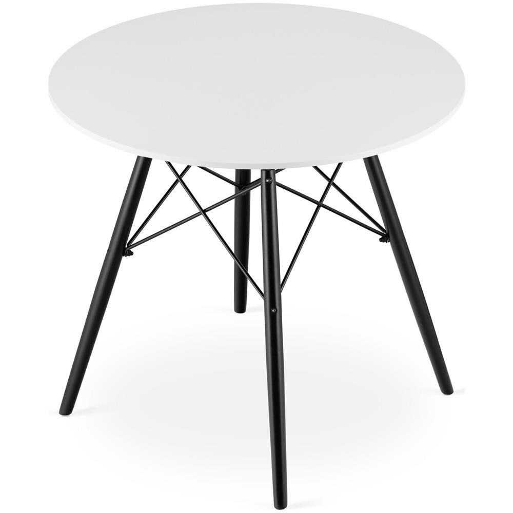 Tavolo rotondo Valora KOVA bianco gambe nere 80 cm - Foto 4