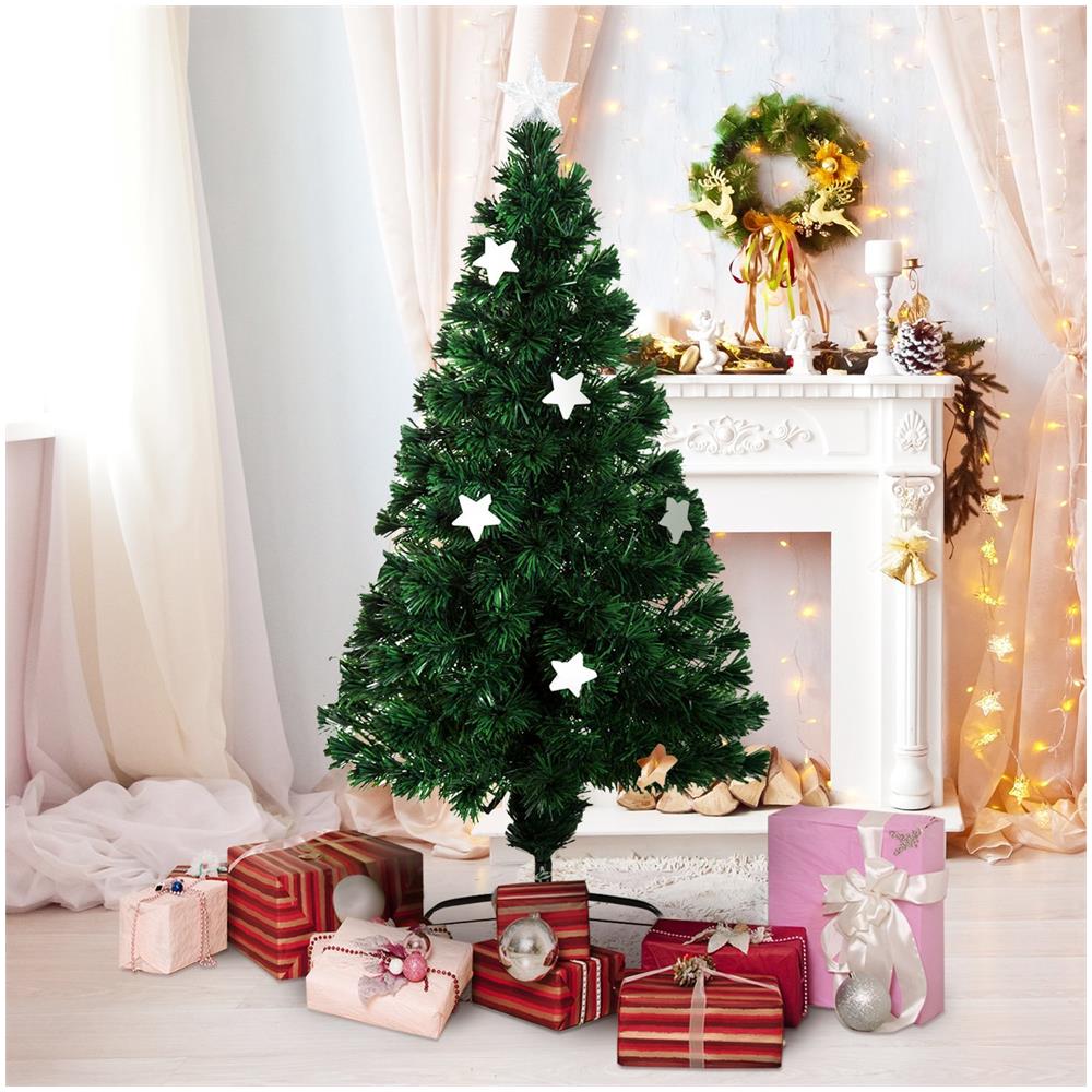 Albero di Natale Artificiale in Fibra Ottica con 16 Luci Led a Forma di Stella da 120 cm - Foto 8