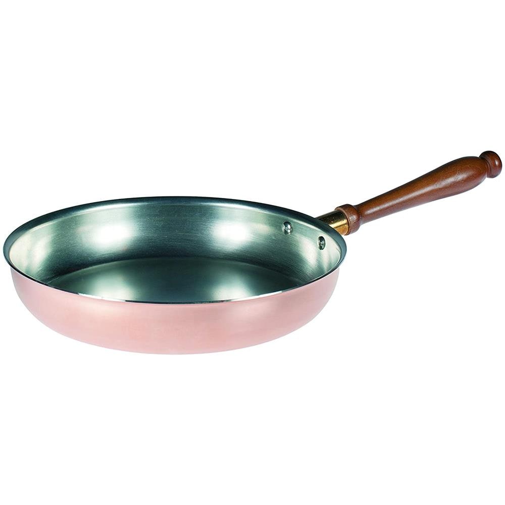 Padella Leggera In Rame Stagnato Per Flambeau Con Manico In Legno - Diametro Cm 26 - Altezza Cm 4,5 - Foto 2
