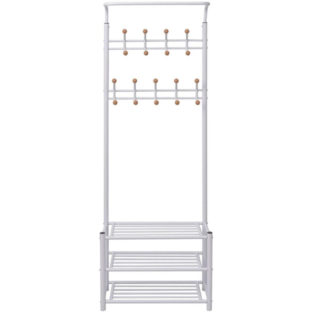 Appendiabiti Con Poggiascarpe 68x32x182,5 Cm Bianco - Foto 2