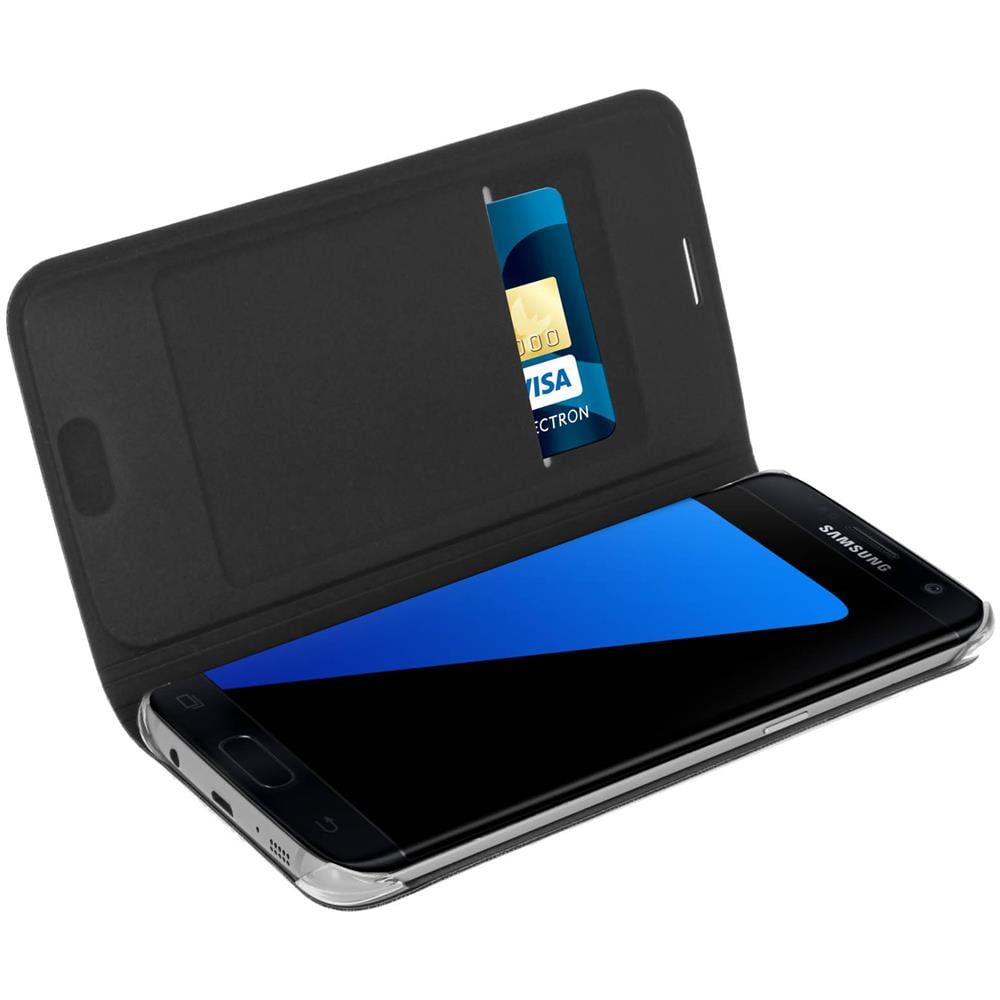 Custodia A Libro Flip Book Cover Per Samsung Galaxy S7 Edge - Nera - Foto 2