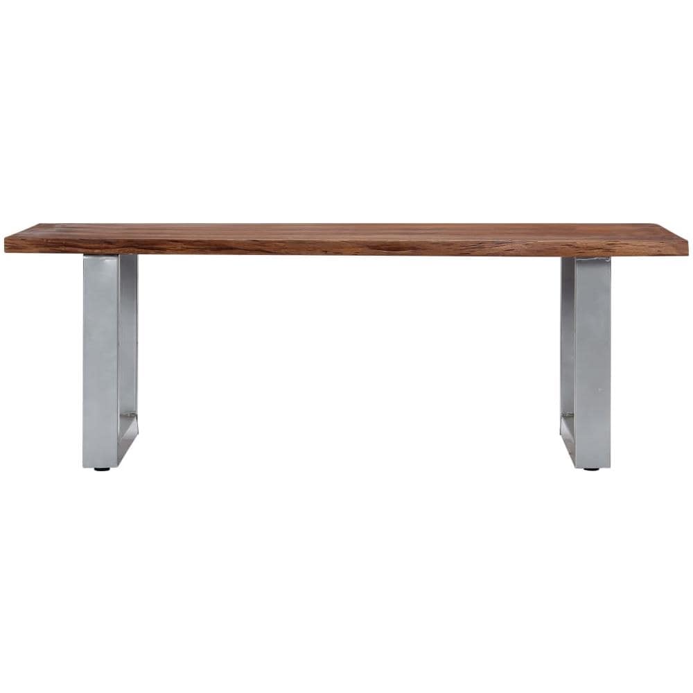 Tavolino Da Caffè Con Bordi Vivi 115x60x40 Cm Massello Acacia - Foto 2