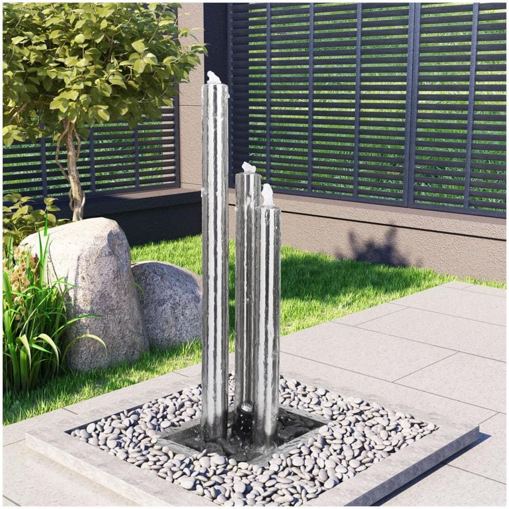 Fontana Da Giardino Argento 48x34x123 Cm In Acciaio Inox - Foto 1