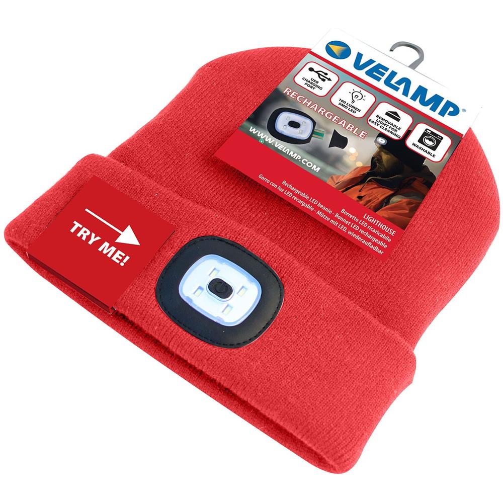Lighthouse: Cappellino Con Luce Frontale Led Ricaricabile. Rosso - Foto 3