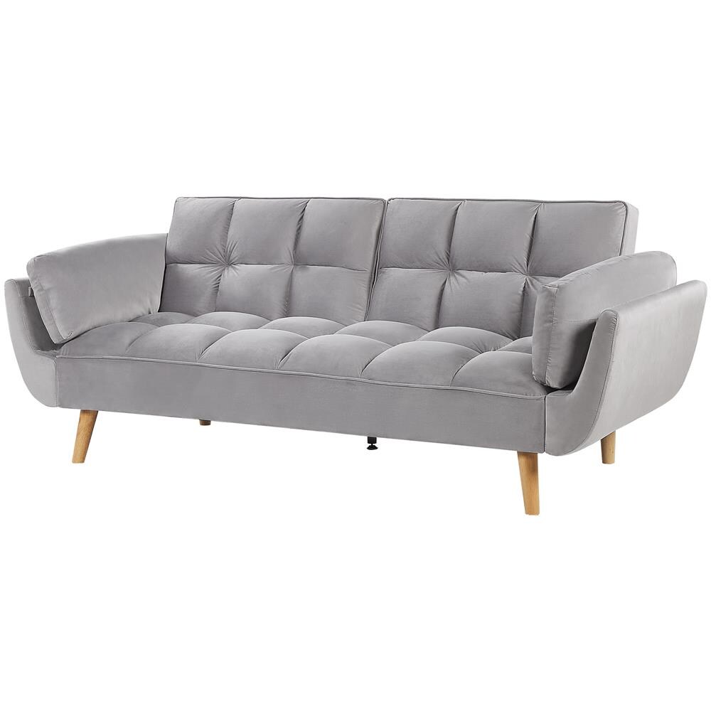 Divano Letto In Velluto Grigio Chiaro Asby - Foto 2