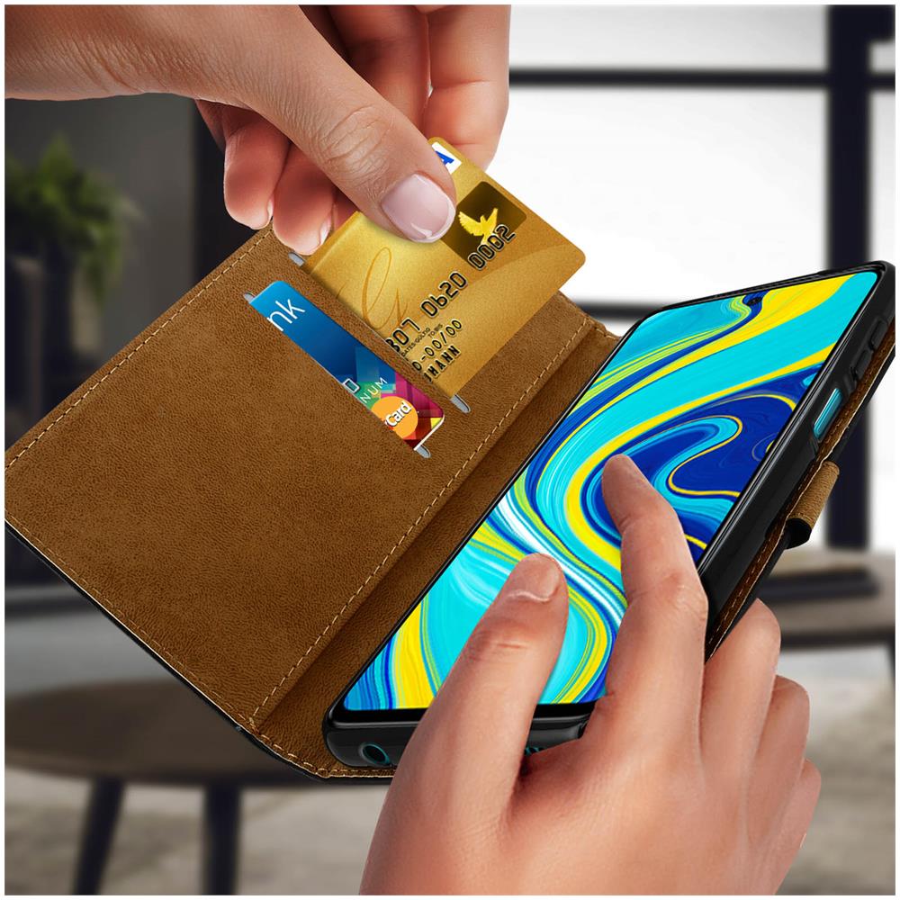 Custodia Xiaomi Redmi Note 9s / 9 Pro / 9 Pro Max Pelle Funzione Supporto Nera - Foto 2