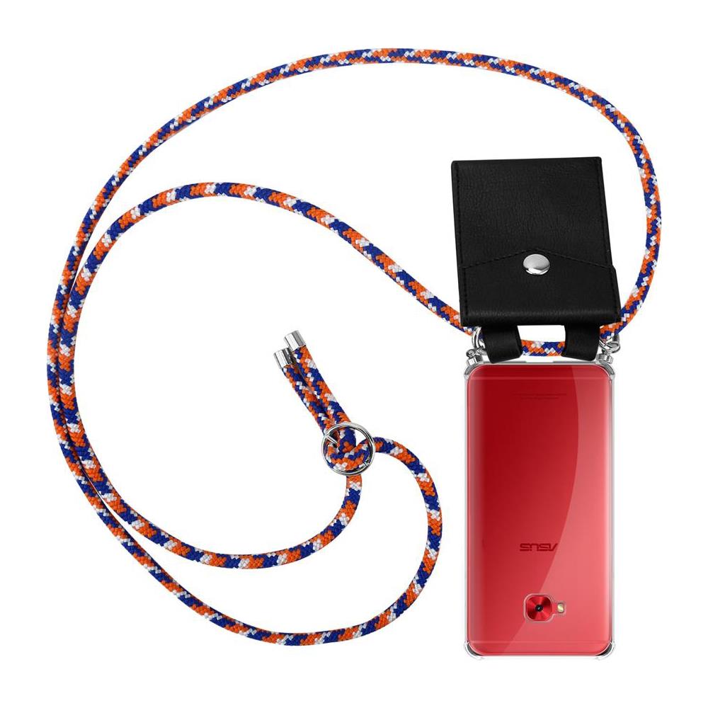 Catena Di Telefoni Cellulari Compatibile Con Asus Zenfone 4 Selfie Pro In Arancio Blu Bianco - Coperchio Protettivo In Silicone Con Anelli D'argento, Cinturino In Corda E Custodia Staccabile - Foto 1