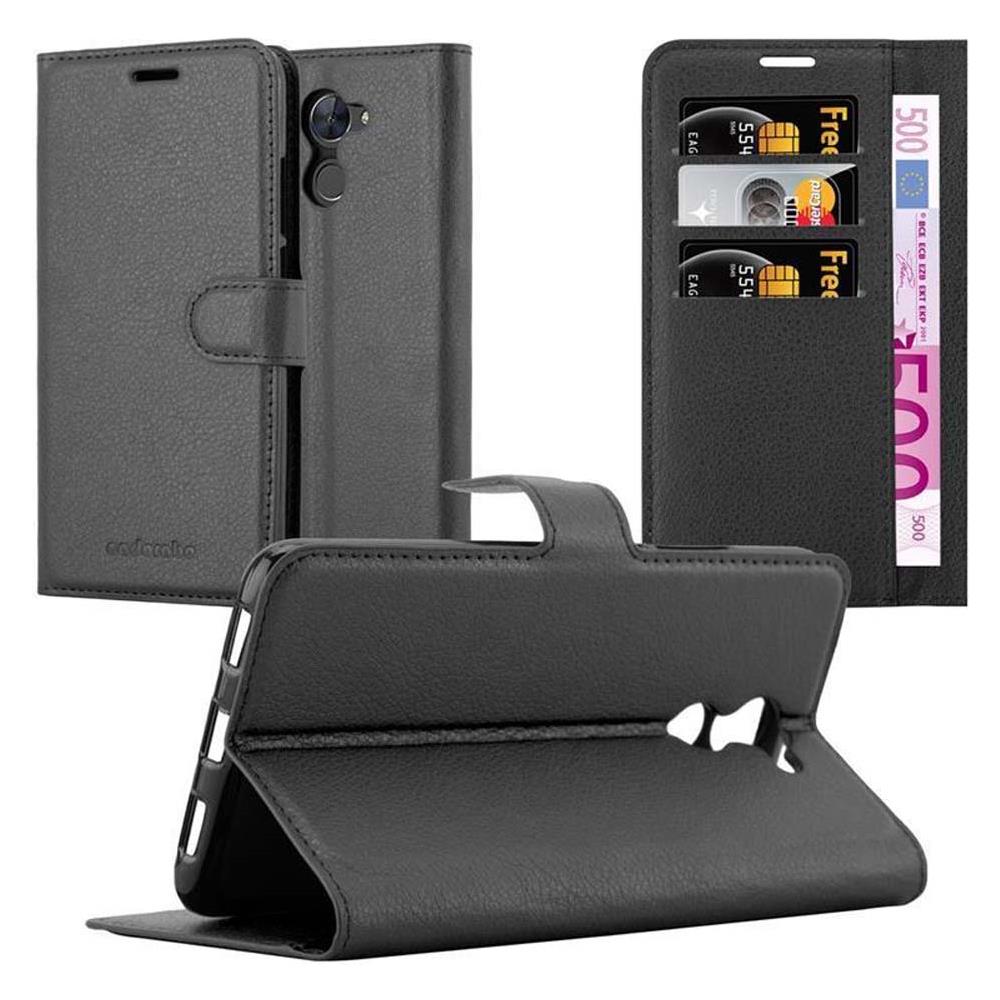Custodia Compatibile Con Huawei Enjoy 7 Plus In Nero Carbone - Coperchio Protettiva Con Chiusura Magnetica, Funzione Stand E Tasca Per Le Carte - Foto 1