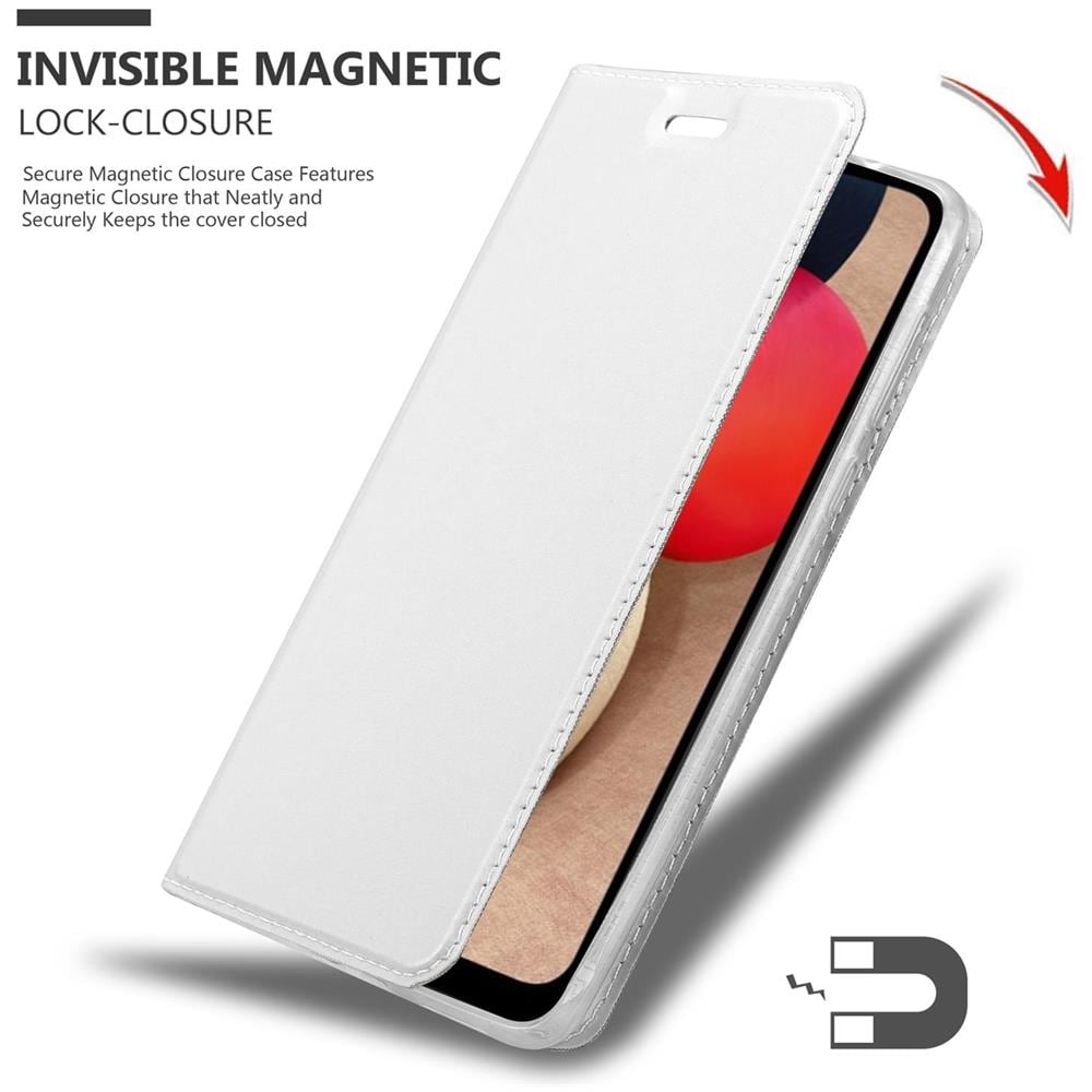 Custodia Compatibile Con Samsung Galaxy A02s In Classy Argento - Coperchio Protettiva Con Chiusura Magnetica, Funzione Stand E Tasca Per Le Carte - Foto 8
