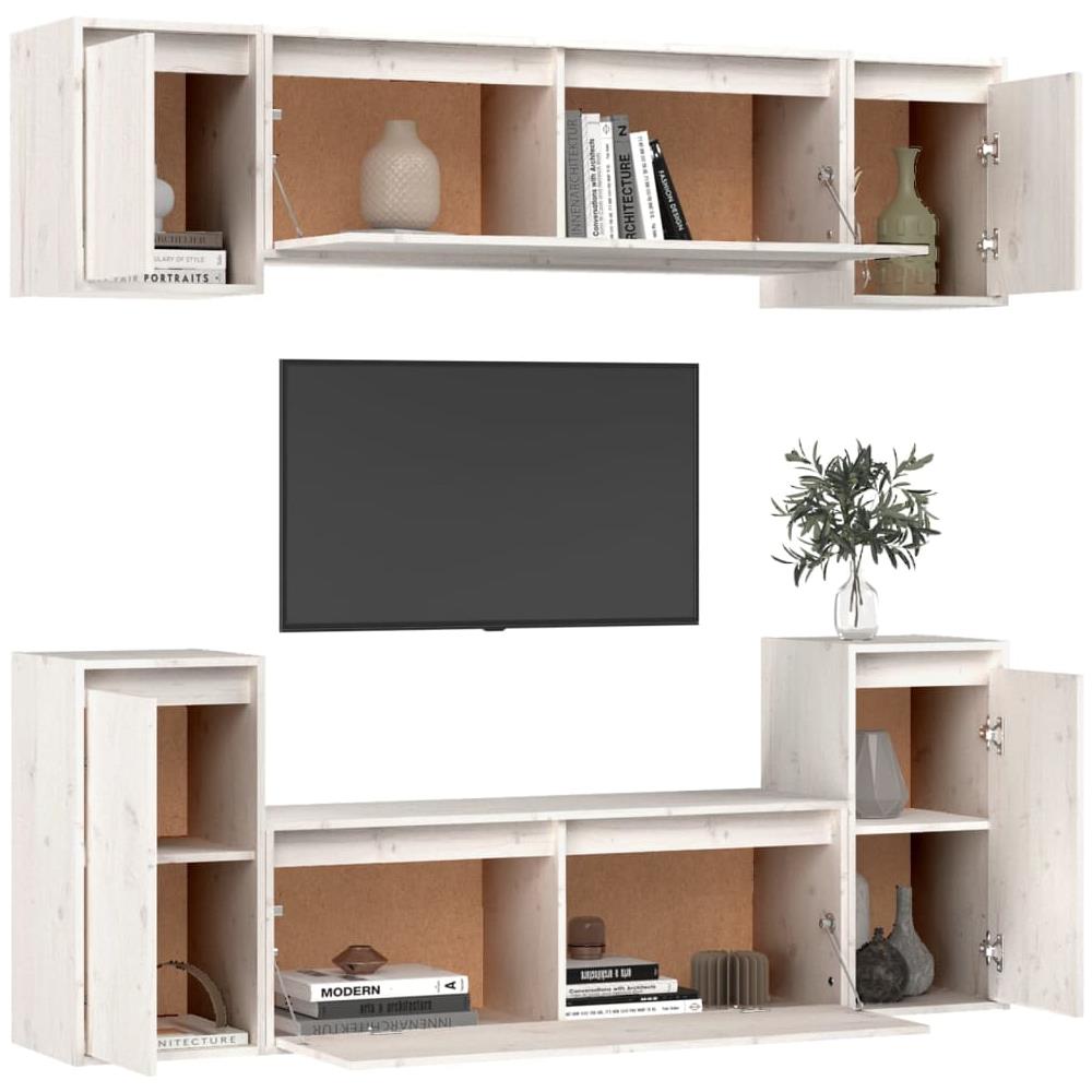 Mobili Porta Tv 6 Pz Bianchi In Legno Massello Di Pino - Foto 10