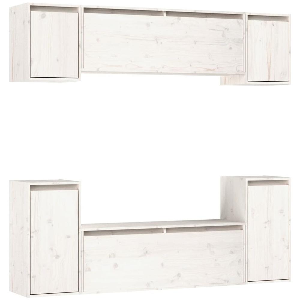 Mobili Porta Tv 6 Pz Bianchi In Legno Massello Di Pino - Foto 1