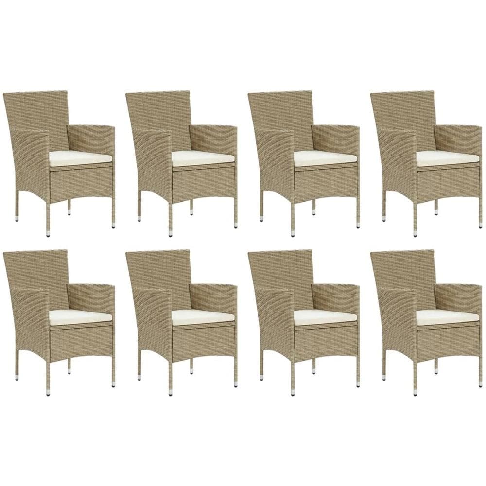 Set Pranzo Da Giardino 9 Pz Con Cuscini In Polyrattan Beige - Foto 3