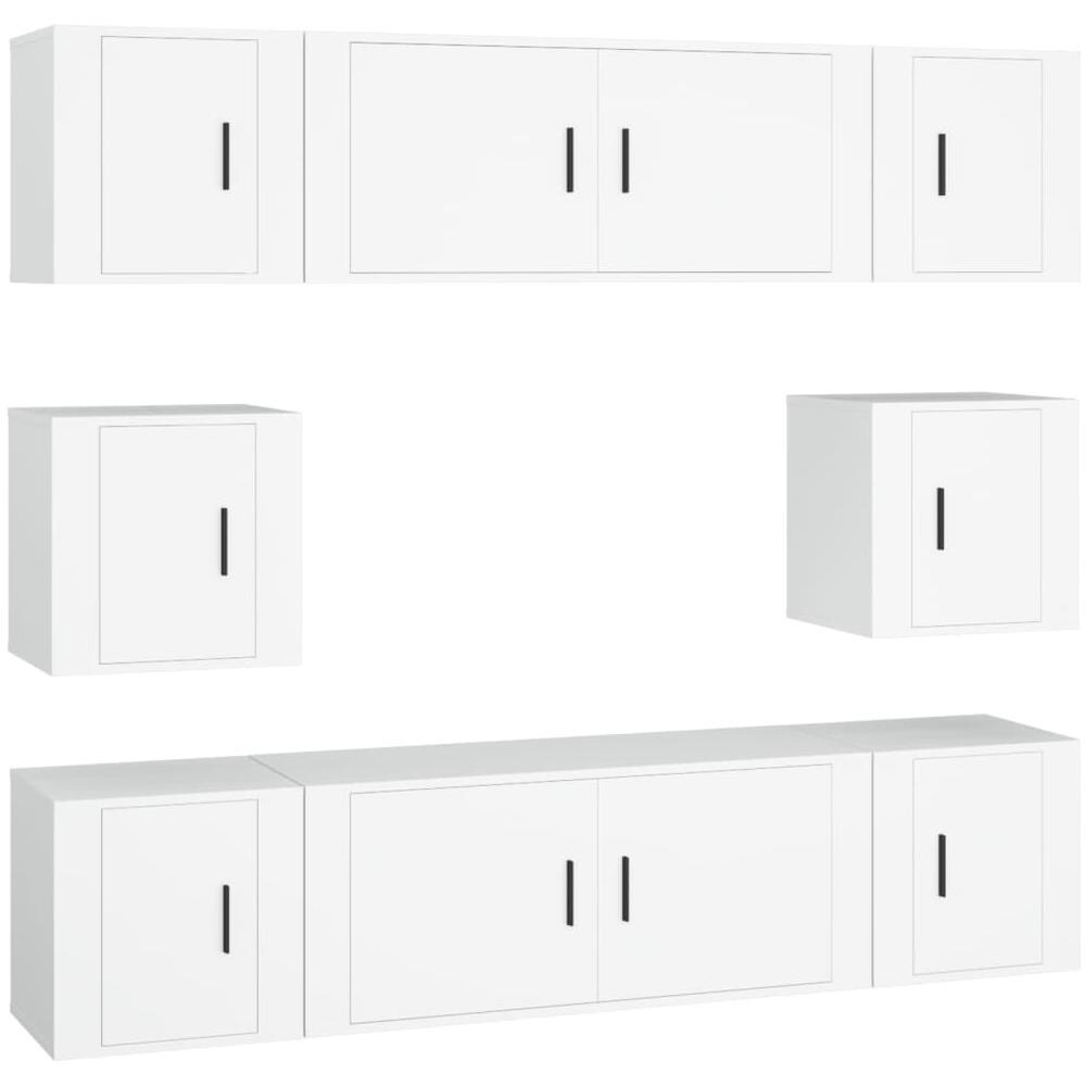 Set Mobili Porta Tv 8pz Bianco In Legno Multistrato - Foto 2