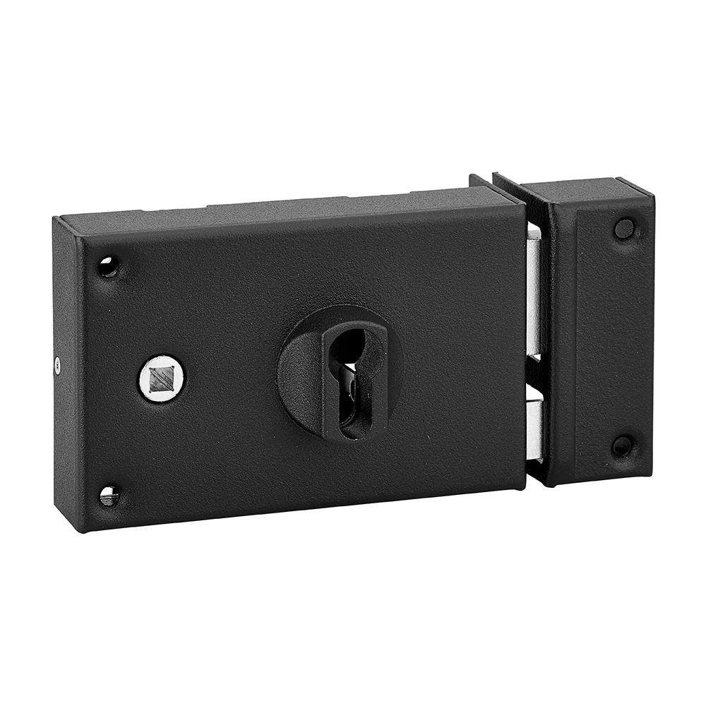 Serratura Orizzontale Da Applicare Doppio Cilindro Con Quadro Maniglia, Destra, Asse 60mm, 140x88mm, Nero - - Foto 1