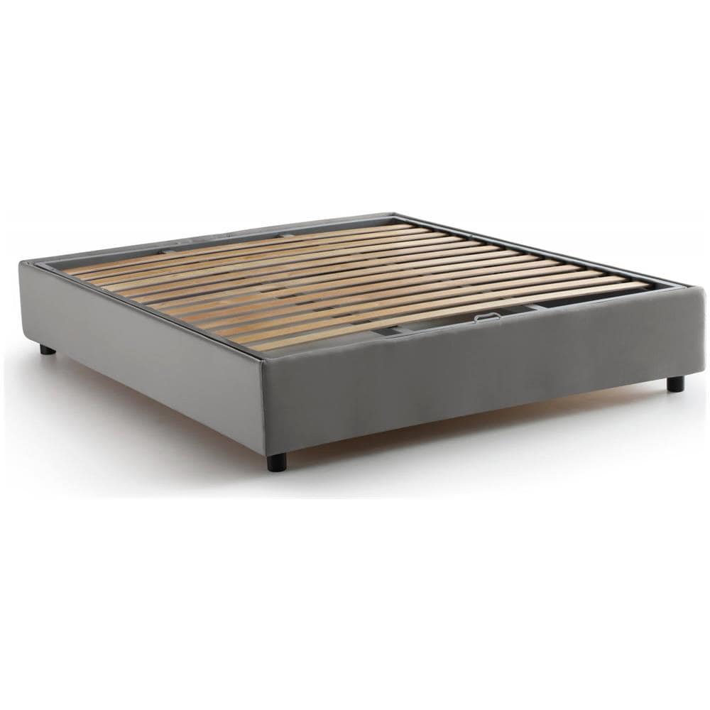 Letto Matrimoniale Elisa, Letto Contenitore Con Rivestimento In Tessuto, 100% Made In Italy, Apertura Frontale, Adatto Per Materasso Cm 160x190, Grigio - Foto 4