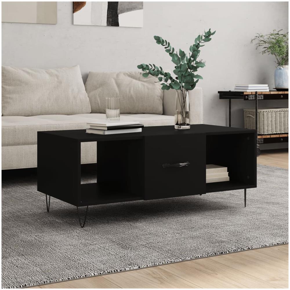 Tavolino Da Salotto Nero 102x50x40 Cm In Legno Multistrato - Foto 1