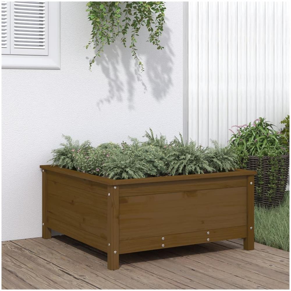 Fioriera Da Giardino Miele 82,5x82,5x39 Cm Legno Massello Pino - Foto 1